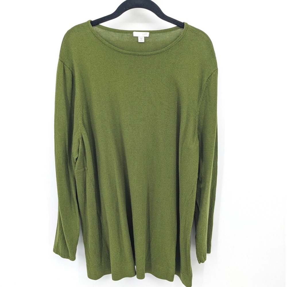 J Jill Sweater Womens 2X Olive‎ Green Long Sleeve Knit Relaxed Casual Mature